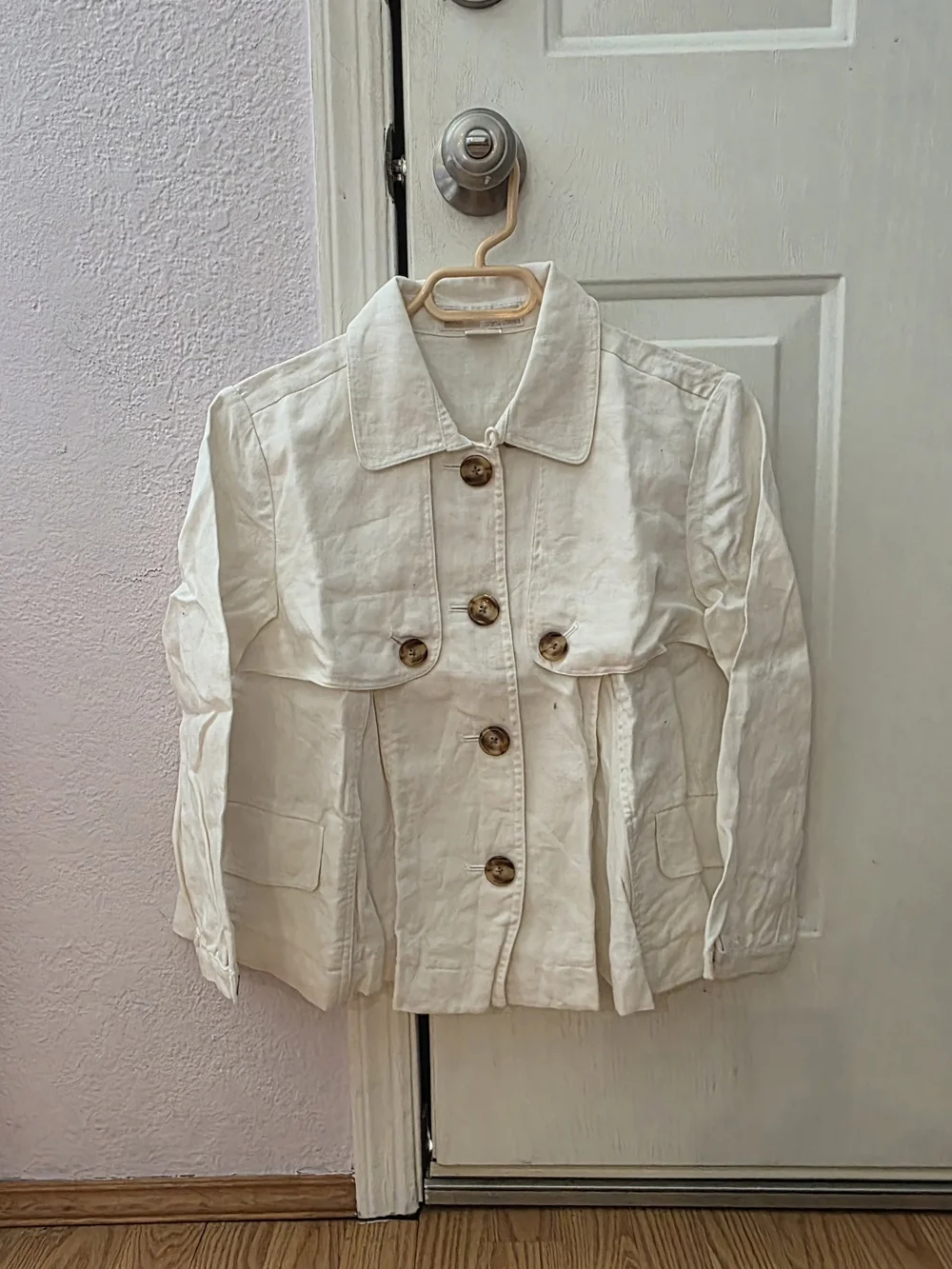 NWOT- MK Sm. Women's Cream Button-Front Linen Jacket/Blazer